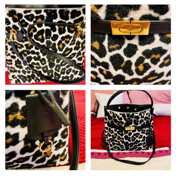 UNIQUE TORY BURCH~LEE RADZIWILL BAG IN LEOPARD SHEARLING - Picture 3 of 8